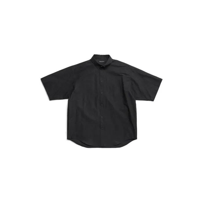 Men Tops and Shirts Balenciaga Tape Type Short Sleeve Shirt Large Fit In Black