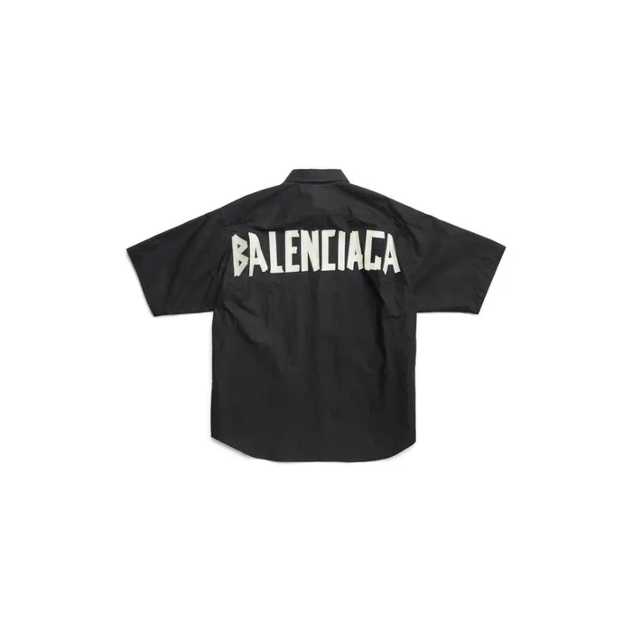 Men Tops and Shirts Balenciaga Tape Type Short Sleeve Shirt Large Fit In Black