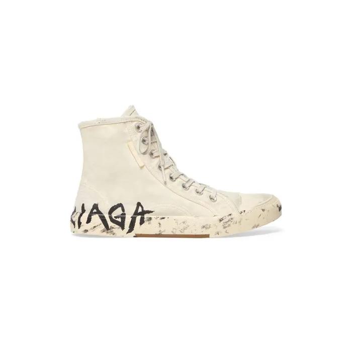 Men Trainers Balenciaga Paris High Top Graffiti Trainers In White