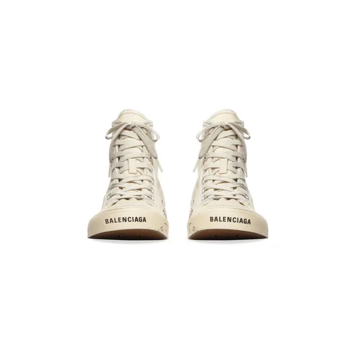 Men Trainers Balenciaga Paris High Top Graffiti Trainers In White