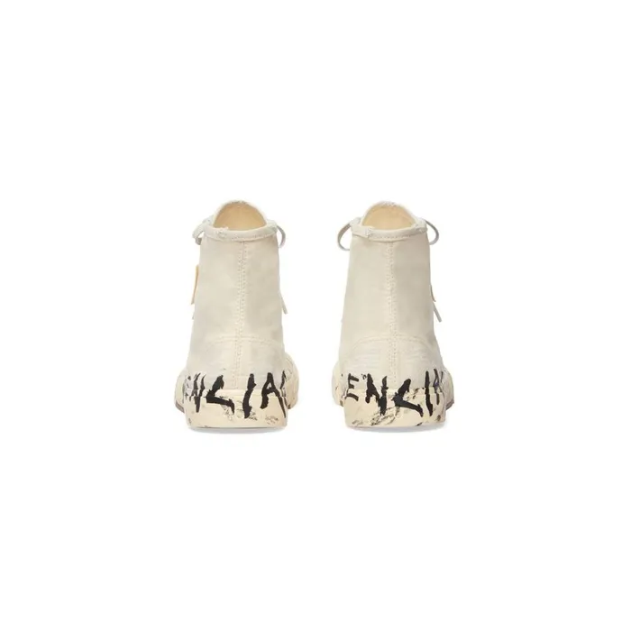 Men Trainers Balenciaga Paris High Top Graffiti Trainers In White