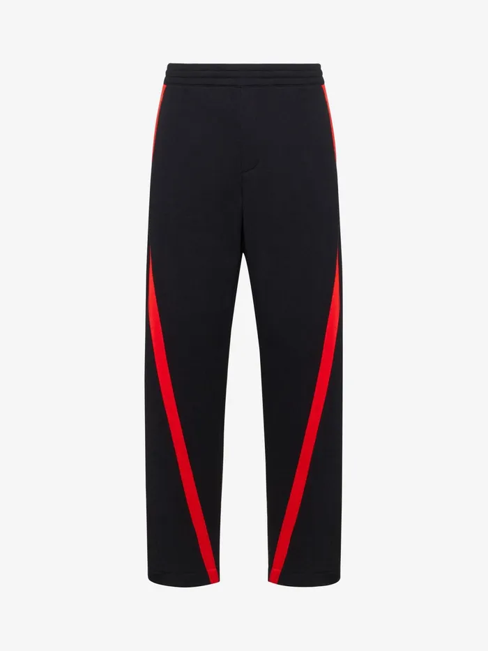 Men Trousers Alexander McQueen Twisted Stripe Joggers Black