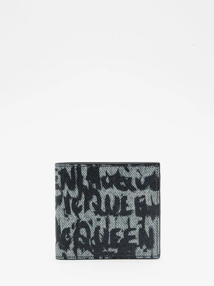 Men Wallets And Cardholders Alexander McQueen Mcqueen Graffiti Billfold Wallet Blue Men Wallets And Cardholders Alexander McQueen Mcqueen Graffiti Billfold Wallet Blue