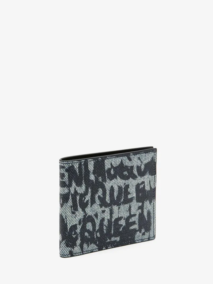 Men Wallets And Cardholders Alexander McQueen Mcqueen Graffiti Billfold Wallet Blue