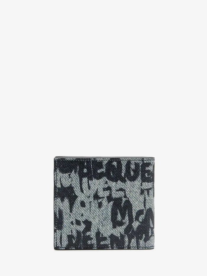 Men Wallets And Cardholders Alexander McQueen Mcqueen Graffiti Billfold Wallet Blue