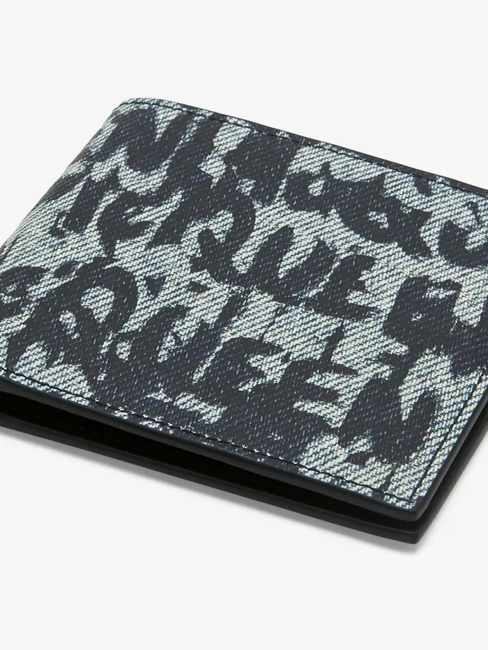 Men Wallets And Cardholders Alexander McQueen Mcqueen Graffiti Billfold Wallet Blue