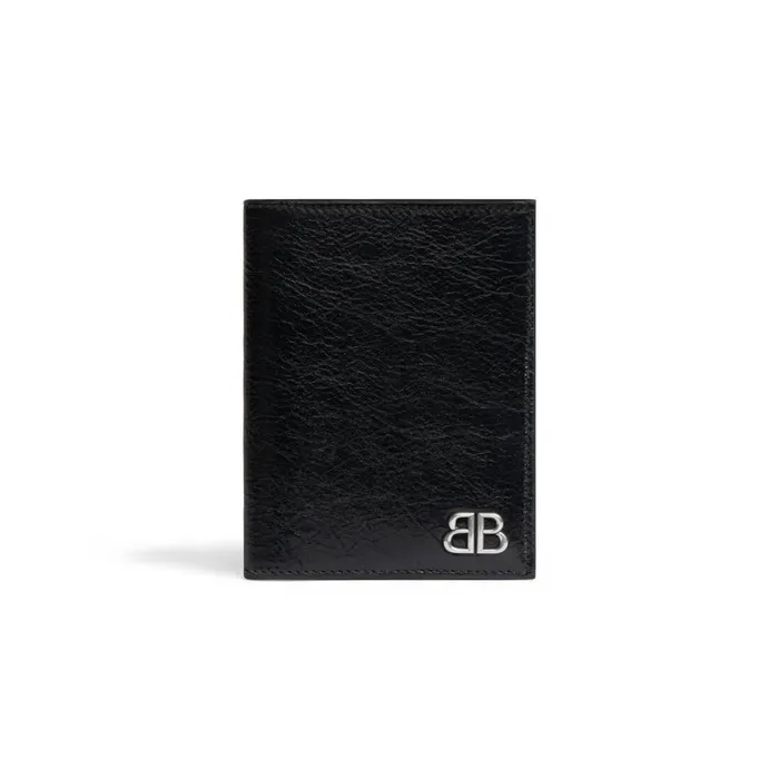 Men Wallets Balenciaga Monaco Vertical Bifold Wallet In Black
