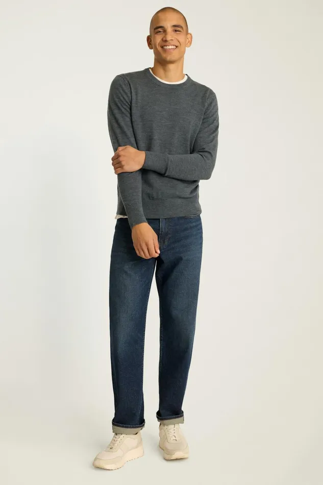 Men Washable Merino Crew Neck Sweater Charcoal Grey Bonobos Crew and VNeck Sweaters