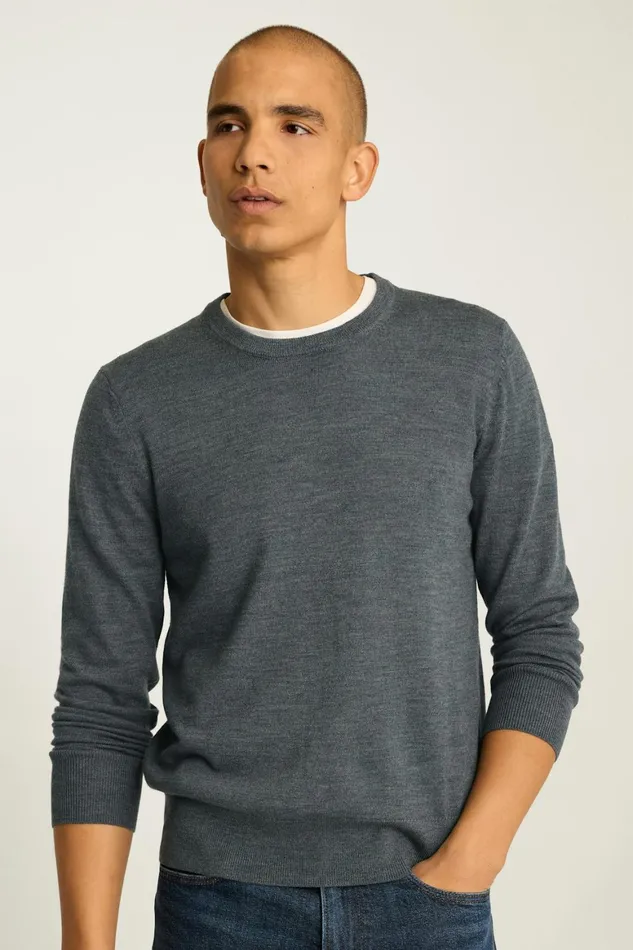 Men Washable Merino Crew Neck Sweater Charcoal Grey Bonobos Crew and VNeck Sweaters
