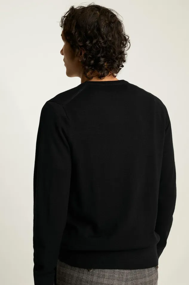 Men Washable Merino Crew Neck Sweater Jet Black Bonobos Crew and VNeck Sweaters