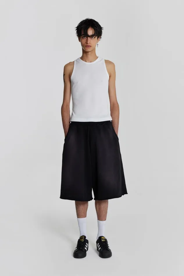 Men Washed Black Colossus Jersey Shorts Jaded London Joggers and Sweatpants