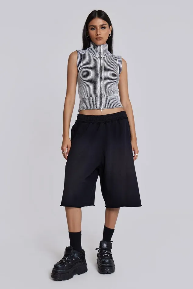 Men Washed Black Colossus Jersey Shorts Jaded London Joggers and Sweatpants