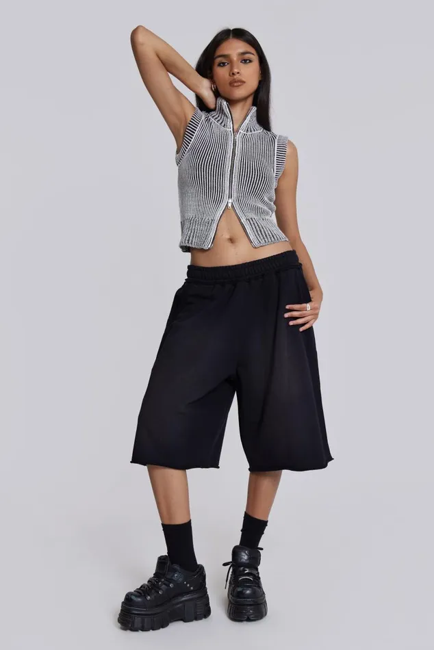 Men Washed Black Colossus Jersey Shorts Jaded London Joggers and Sweatpants