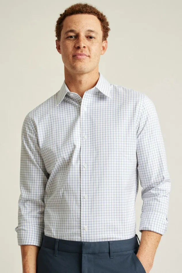 Men Weekday Warrior Dress Shirt Blue Pink Plaid Bonobos Business Casual Shirts