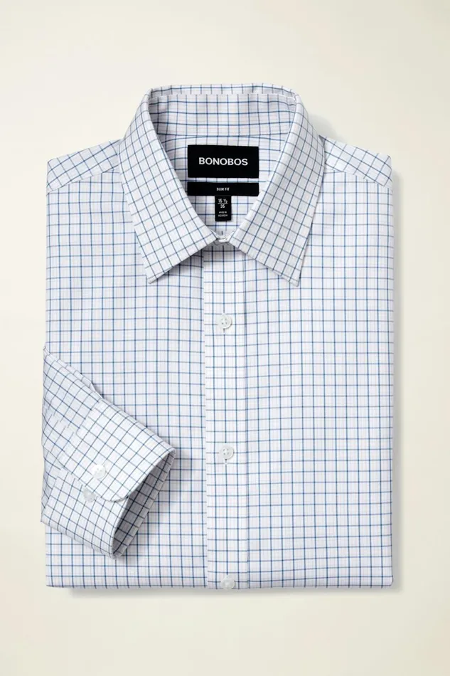 Men Weekday Warrior Dress Shirt Blue Pink Plaid Bonobos Business Casual Shirts