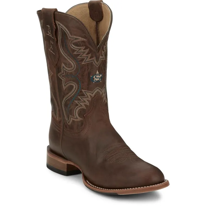 MEN Wells 11034 Western Rich Mahogany Justin Boots Western