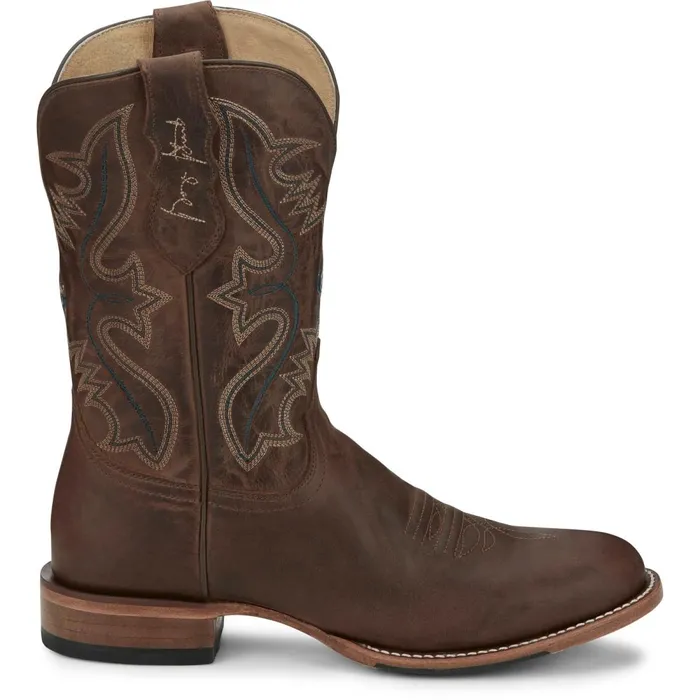 MEN Wells 11034 Western Rich Mahogany Justin Boots Western