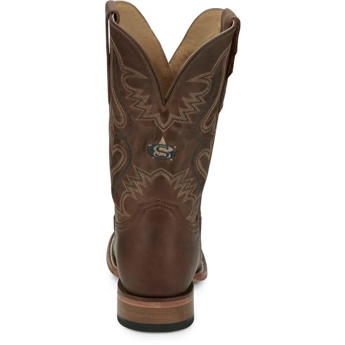 MEN Wells 11034 Western Rich Mahogany Justin Boots Western