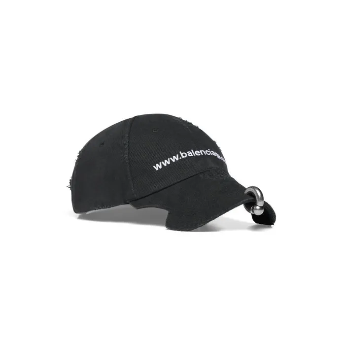 MenWomen Scarves and Caps Balenciaga Balcom Front Piercing Cap In Black Faded