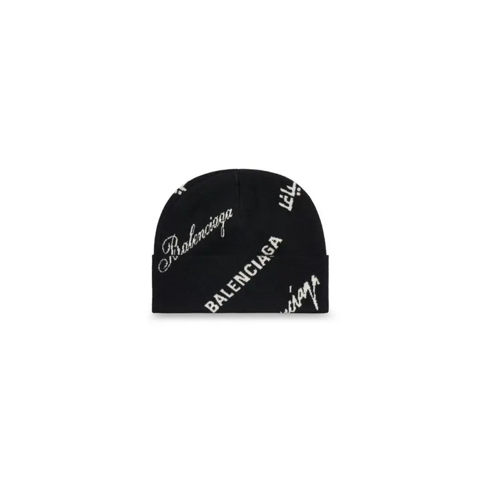 MenWomen Scarves and Caps Balenciaga Logomania All Over Beanie In Black