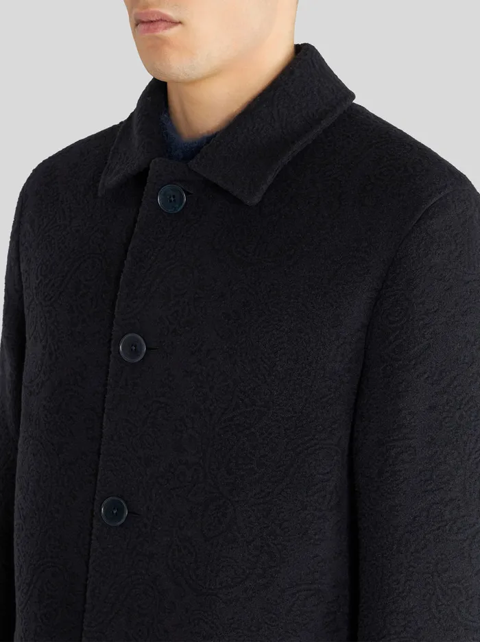 Men Wool And Cashmere Jacquard Coat Etro Coats And Outerwear