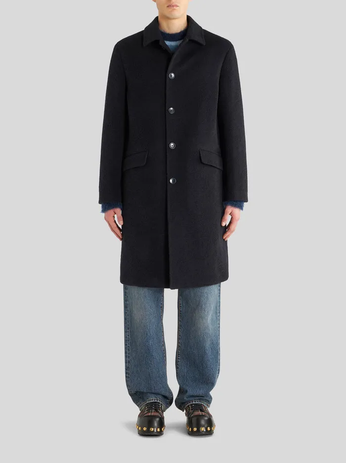 Men Wool And Cashmere Jacquard Coat Etro Coats And Outerwear