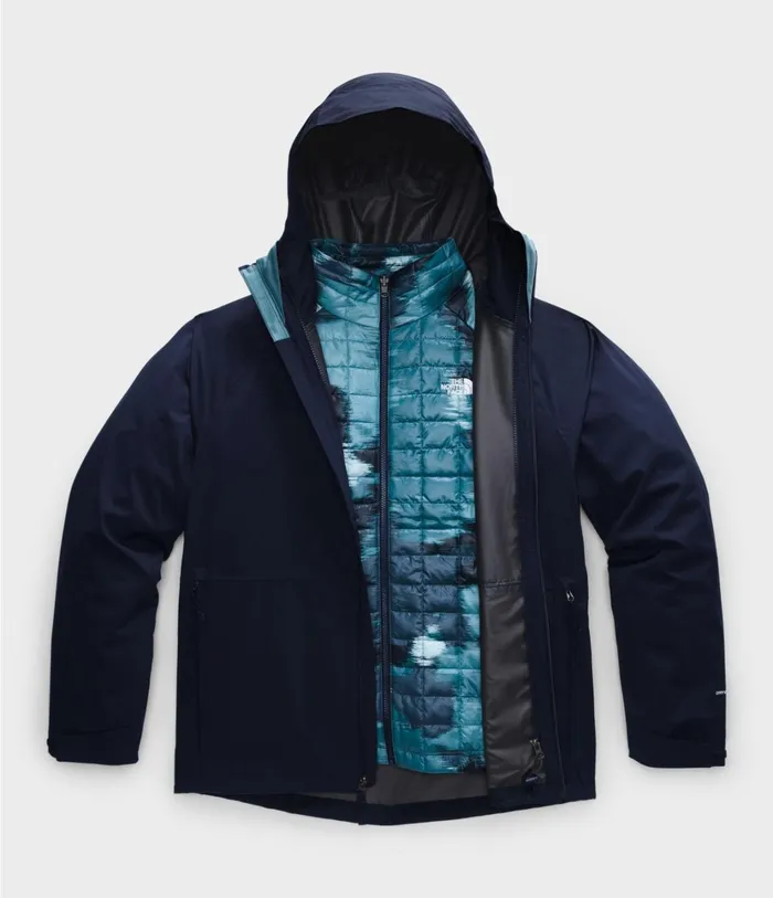 Mens ThermoBall Eco Triclimate Jacket Aviator Navymallard Blue Abstract Ikat Print The North Face Insulated and Down Jackets