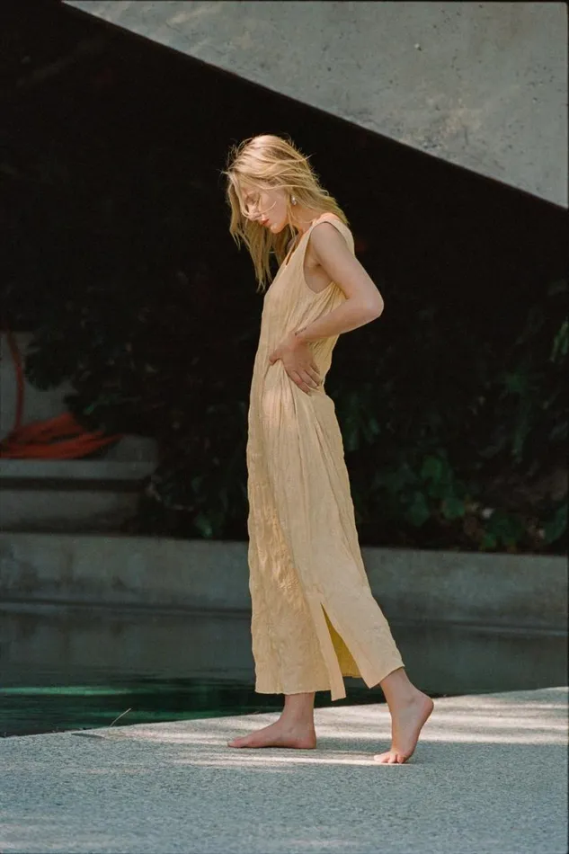 MidiMaxi Dresses Women VRG GRL Cate Smock Midi Dress Butter MidiMaxi Dresses Women VRG GRL Cate Smock Midi Dress Butter