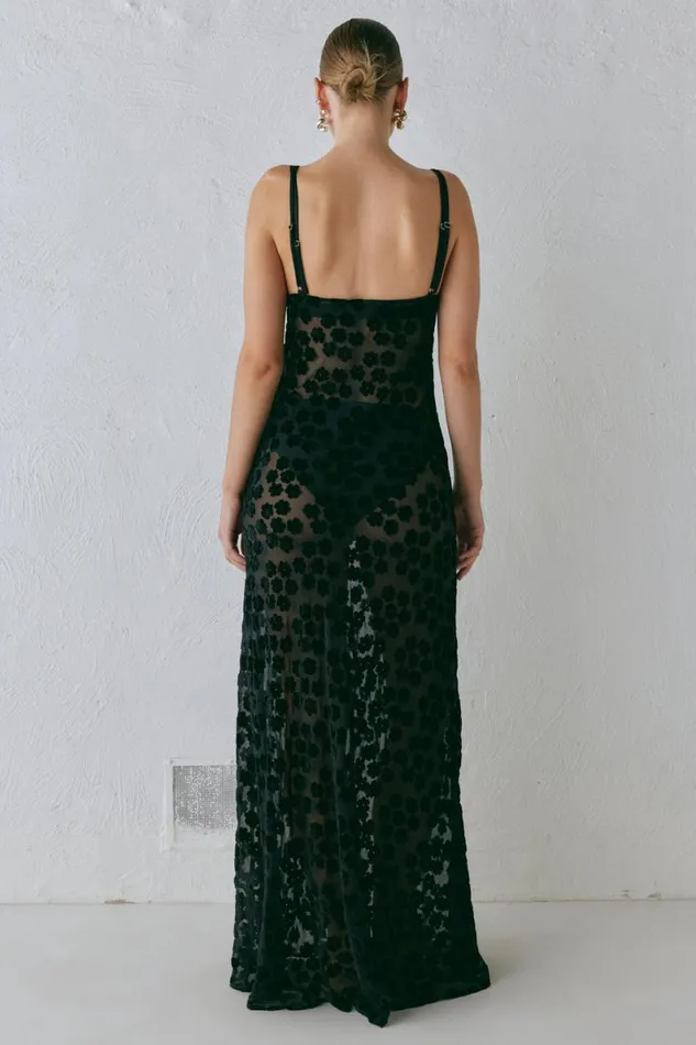 MidiMaxi Dresses Women VRG GRL Iris Bias Cut Maxi Dress Black
