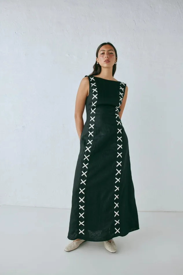MidiMaxi Dresses Women VRG GRL Maja Linen Maxi Dress Black MidiMaxi Dresses Women VRG GRL Maja Linen Maxi Dress Black