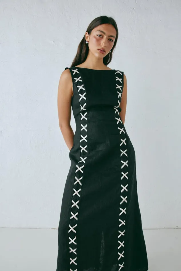MidiMaxi Dresses Women VRG GRL Maja Linen Maxi Dress Black MidiMaxi Dresses Women VRG GRL Maja Linen Maxi Dress Black
