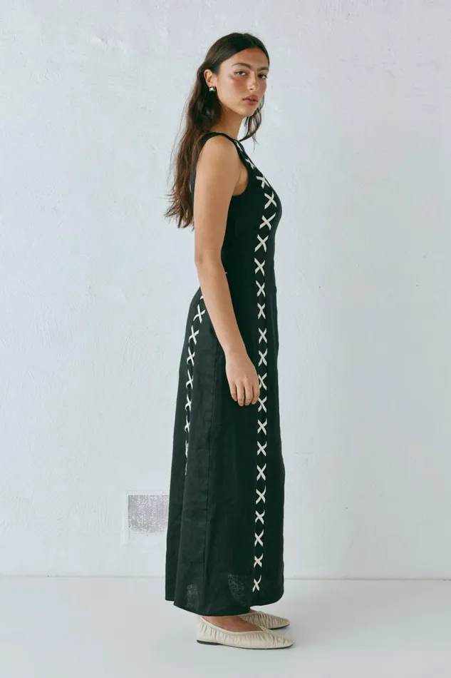 MidiMaxi Dresses Women VRG GRL Maja Linen Maxi Dress Black MidiMaxi Dresses Women VRG GRL Maja Linen Maxi Dress Black