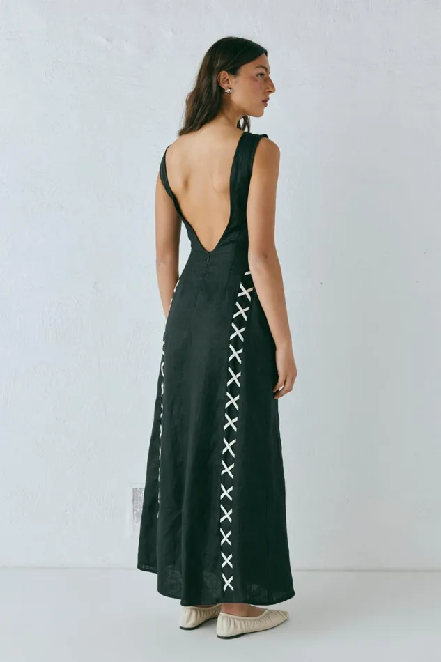 MidiMaxi Dresses Women VRG GRL Maja Linen Maxi Dress Black MidiMaxi Dresses Women VRG GRL Maja Linen Maxi Dress Black