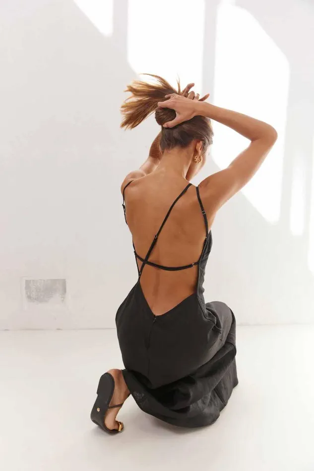 MidiMaxi Dresses Women VRG GRL Opal Linen Maxi Dress Black MidiMaxi Dresses Women VRG GRL Opal Linen Maxi Dress Black