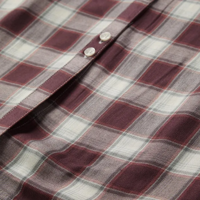 Midi Women Stetson Gaucho Plaid Prairie Shirt Dress Wine