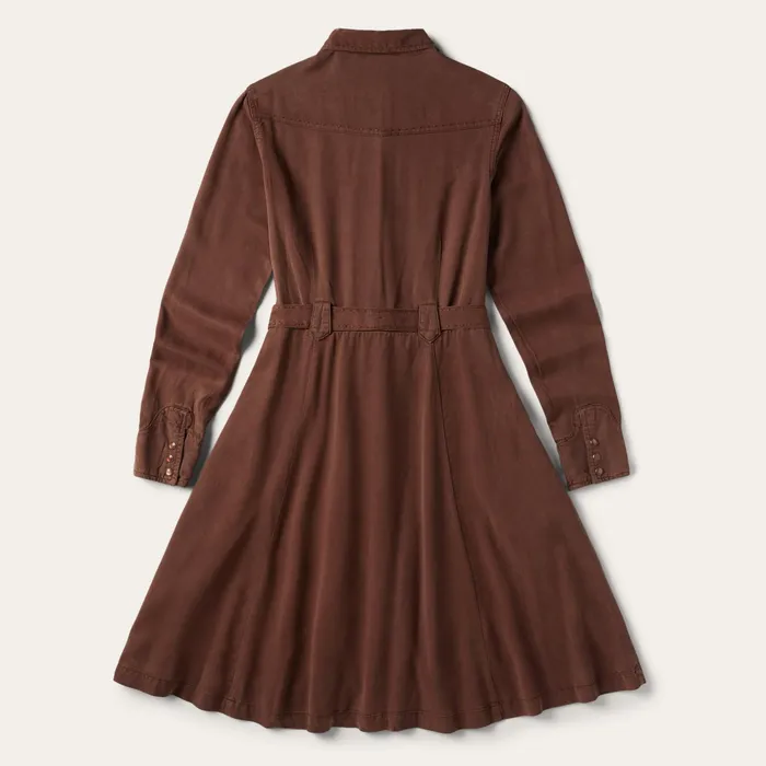 Midi Women Stetson Tobacco Tencel Western Dress Brown