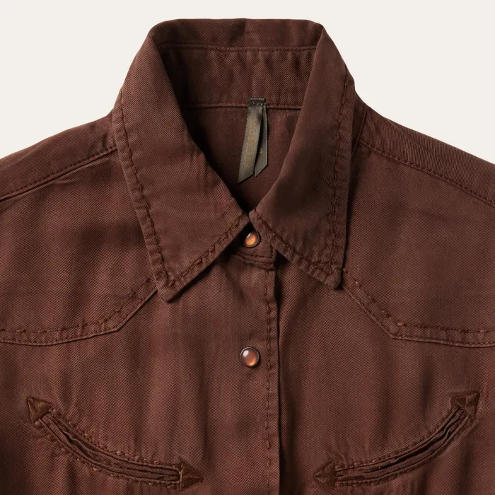 Midi Women Stetson Tobacco Tencel Western Dress Brown