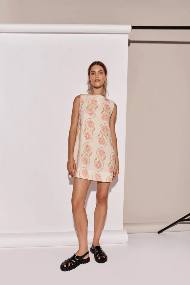 Mini Dresses Women VRG GRL Aftersun Linen Mini Dress Bloom Mini Dresses Women VRG GRL Aftersun Linen Mini Dress Bloom