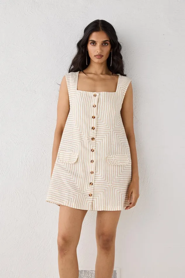 Mini Dresses Women VRG GRL Heidi Linen Mini Dress Juno