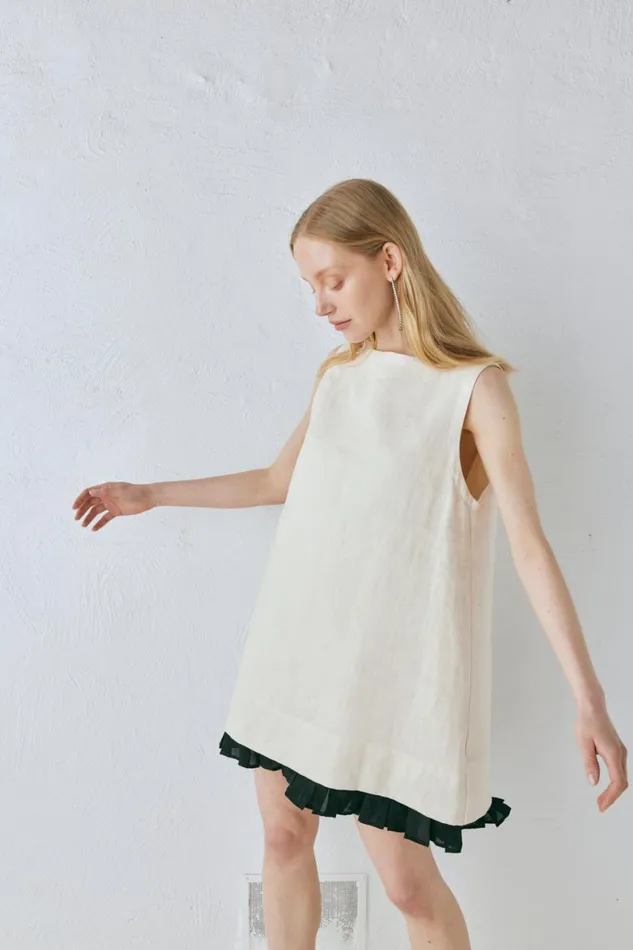 Mini Dresses Women VRG GRL Musa Linen Mini Dress Cream Mini Dresses Women VRG GRL Musa Linen Mini Dress Cream
