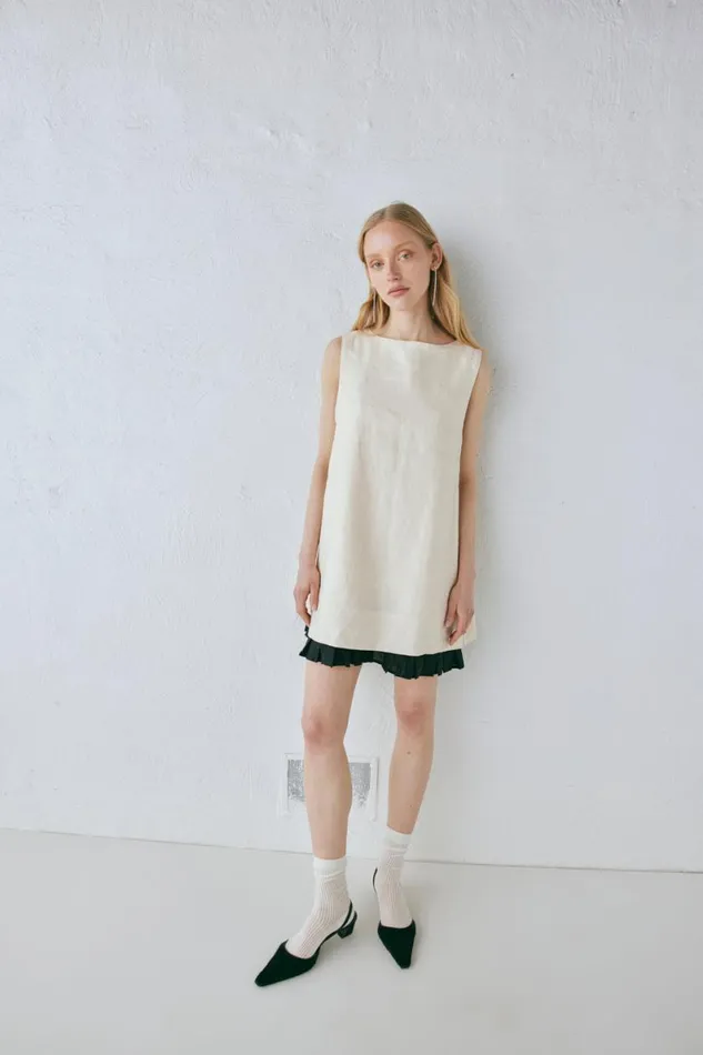 Mini Dresses Women VRG GRL Musa Linen Mini Dress Cream Mini Dresses Women VRG GRL Musa Linen Mini Dress Cream