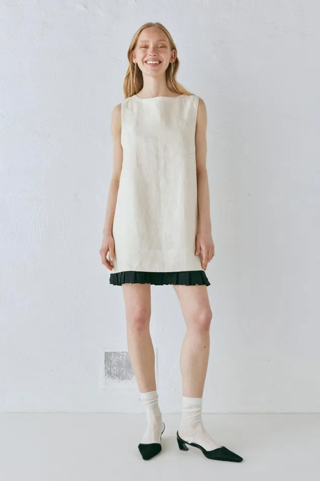 Mini Dresses Women VRG GRL Musa Linen Mini Dress Cream Mini Dresses Women VRG GRL Musa Linen Mini Dress Cream
