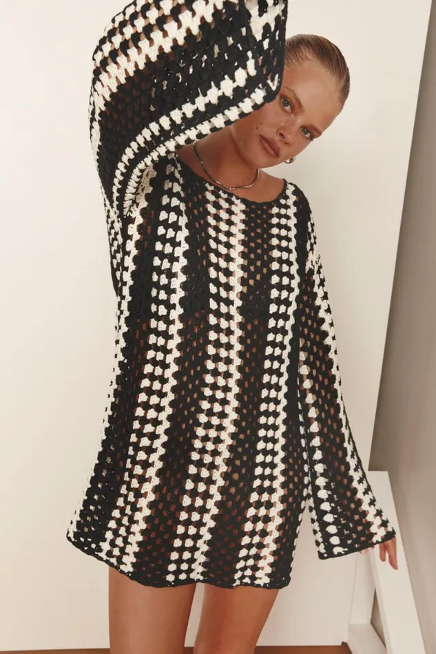 Mini Dresses Women VRG GRL Myra Crochet Mini Dress Black Mini Dresses Women VRG GRL Myra Crochet Mini Dress Black