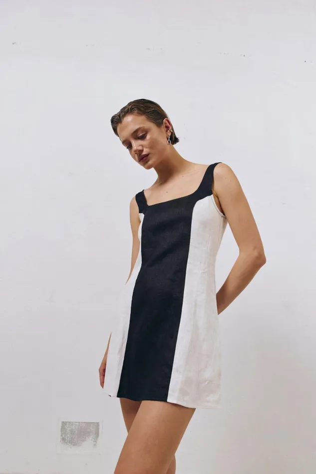 Mini Dresses Women VRG GRL Saskia Linen Mini Dress Black Mini Dresses Women VRG GRL Saskia Linen Mini Dress Black