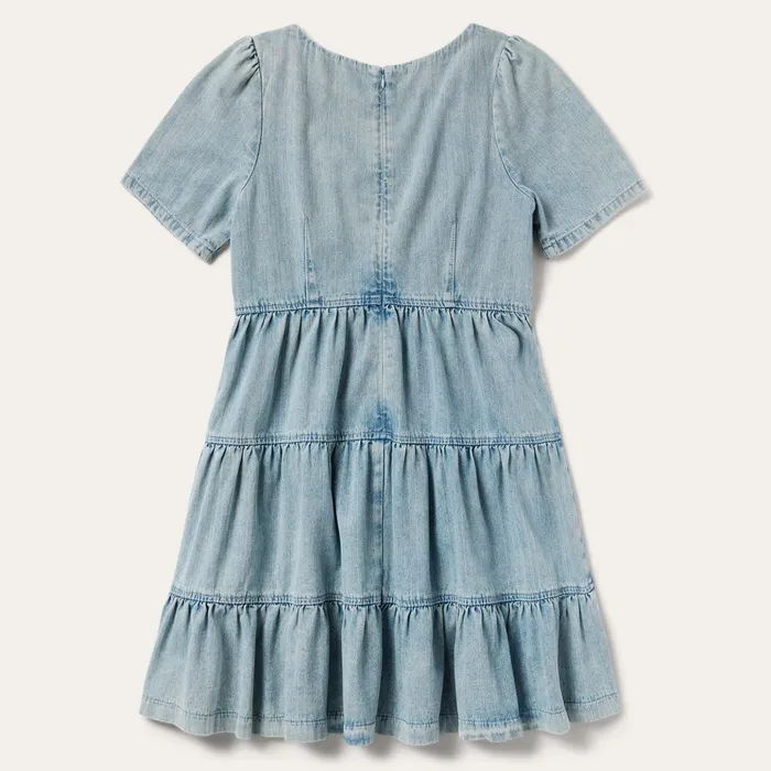 Mini Women Stetson Denim Dress With Tiered Skirt Blue