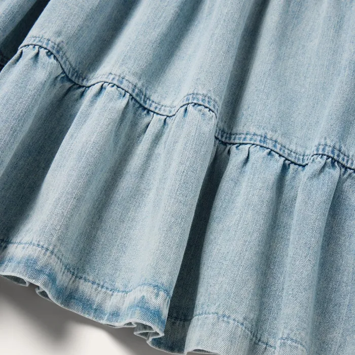 Mini Women Stetson Denim Dress With Tiered Skirt Blue