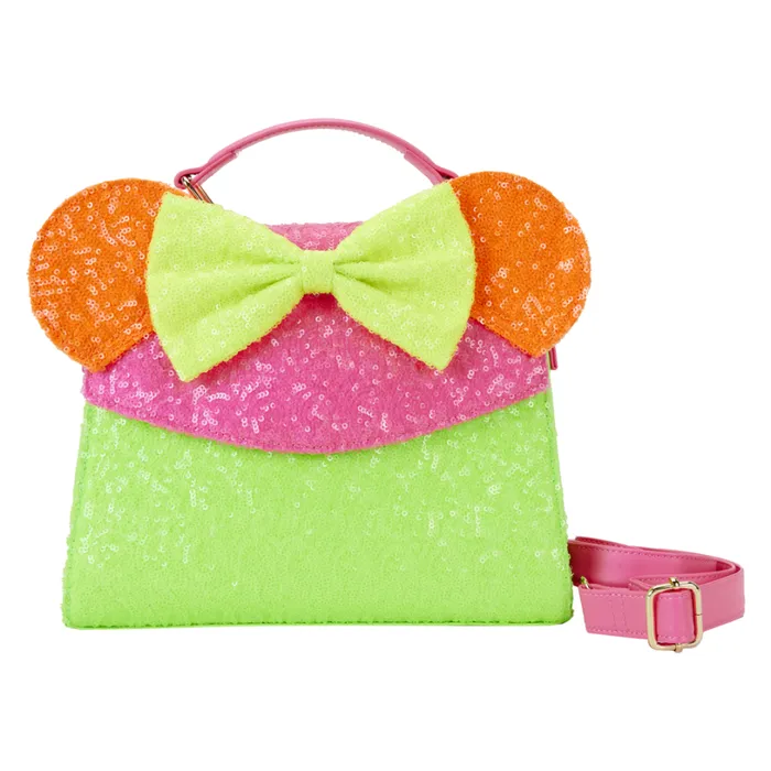 Minnie Mouse Exclusive Color Block Neon Sequin Crossbody Bag Unisex Loungefly Crossbody Bags Minnie Mouse Exclusive Color Block Neon Sequin Crossbody Bag Unisex Loungefly Crossbody Bags