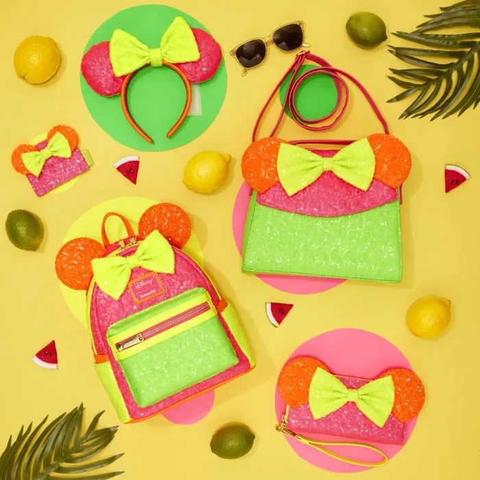 Minnie Mouse Exclusive Color Block Neon Sequin Crossbody Bag Unisex Loungefly Crossbody Bags Minnie Mouse Exclusive Color Block Neon Sequin Crossbody Bag Unisex Loungefly Crossbody Bags