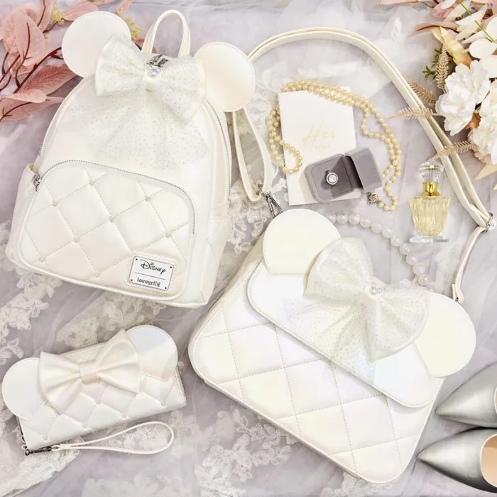 Minnie Mouse Iridescent Wedding Mini Backpack Unisex Loungefly Backpacks Minnie Mouse Iridescent Wedding Mini Backpack Unisex Loungefly Backpacks