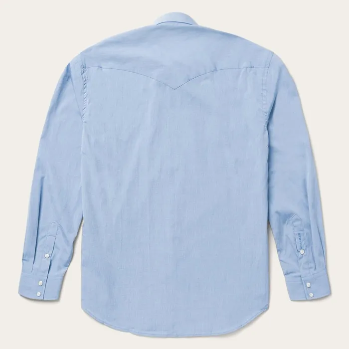 Modern Cut Men Stetson Blue End On End Solid Shirt Blue